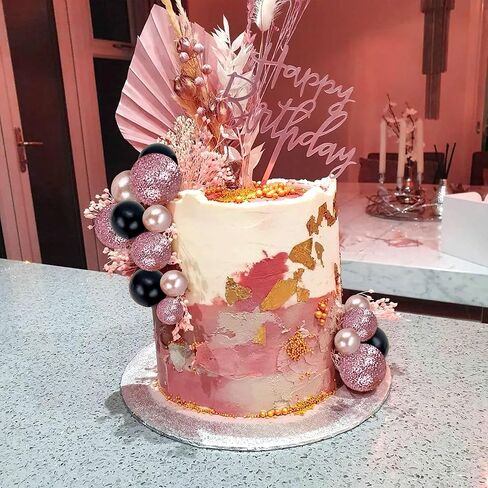 60pcs Rose Gold Black Balls Cake Topper Balloons Cupcake Topper DIY Cake Insert Topper Cake Balls Baking Decoration for Wedding Anniversary Birthday in Kuwait