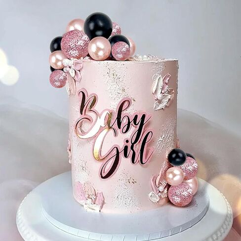 60pcs Rose Gold Black Balls Cake Topper Balloons Cupcake Topper DIY Cake Insert Topper Cake Balls Baking Decoration for Wedding Anniversary Birthday in Kuwait