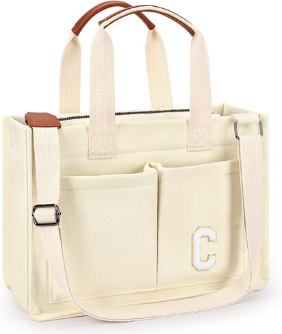 ZORFIN Canvas Tote Bag for Women with Zipper and Pockets Crossbody Work Laptop Book Bag for Travel College Gift in Saudi Arabia