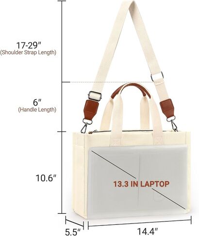 ZORFIN Canvas Tote Bag for Women with Zipper and Pockets Crossbody Work Laptop Book Bag for Travel College Gift in Saudi Arabia