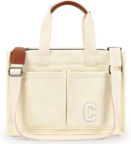 ZORFIN Canvas Tote Bag for Women with Zipper and Pockets Crossbody Work Laptop Book Bag for Travel College Gift in Saudi Arabia