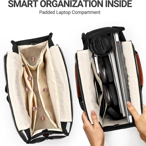 ZORFIN Canvas Tote Bag for Women with Zipper and Pockets Crossbody Work Laptop Book Bag for Travel College Gift in Saudi Arabia