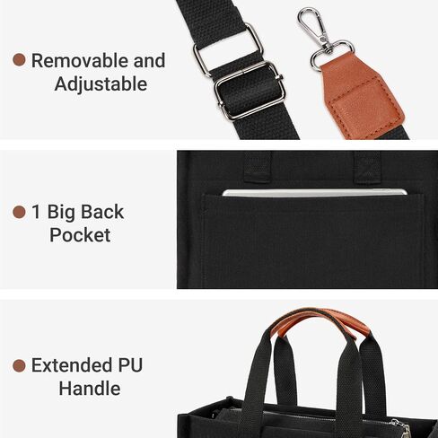 ZORFIN Canvas Tote Bag for Women with Zipper and Pockets Crossbody Work Laptop Book Bag for Travel College Gift in Saudi Arabia