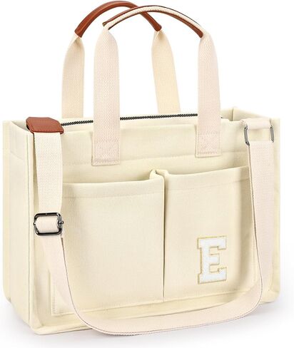 حقيبة حمل Zorfin Canvas للنساء المصابات بسحاب وجيوب Crossbody Work Book Book Book Colled College Gift in Kuwait