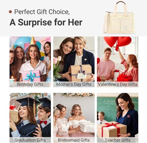 حقيبة حمل Zorfin Canvas للنساء المصابات بسحاب وجيوب Crossbody Work Book Book Book Colled College Gift in Kuwait