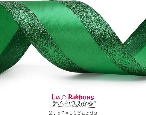 Laribbons Glitter الشريط السلكي 2.5 بوصة عريض 10 ياردة شمبانيا الذهب الشبكات الشبكة الساتان لزجاء شجرة عيد الميلاد ، القوس الزهور ، حرفة ، غلاف الهدايا ، ديكور المنزل in Kuwait