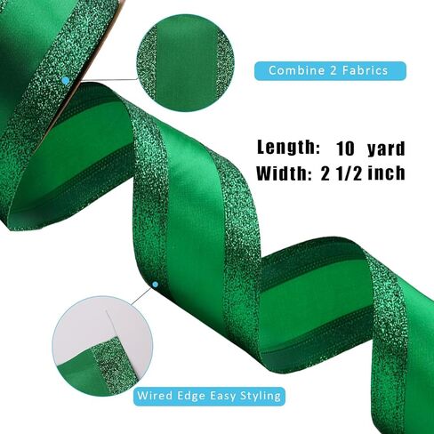 Laribbons Glitter الشريط السلكي 2.5 بوصة عريض 10 ياردة شمبانيا الذهب الشبكات الشبكة الساتان لزجاء شجرة عيد الميلاد ، القوس الزهور ، حرفة ، غلاف الهدايا ، ديكور المنزل in Kuwait