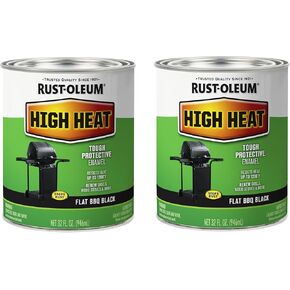 Rust-Oleum 7778502 High Brush On Paint Heat Protective Enamel, 32 Fl Oz, Bar-B-Que Black, 2 Pack