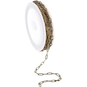 Pandahall 5M/16.4Feet Antique Bronze Plated Brass Paperclip Chain Link Cable Chains Spool for DIY Jewelry Bracelet Necklace Choker Making Supplies 7.6x2.6mm