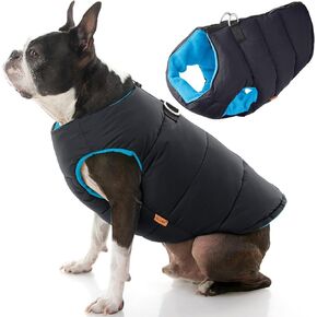 Gooby Padded Vest Dog Jacket - Solid Green, Large - Warm Zip Up Vest Fleece Jacket with Dual D Ring Leash - Water Resistant Sweater - Clothes for Small and Medium Dogs