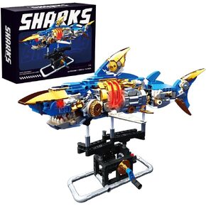 RiceBlock Shark Building Blocks Sets, Sea Animal Building Toys for Ages 8-13, Adult Challenge STEM Toys for Kids, Adults Crossing Ocean, 685 Pieces