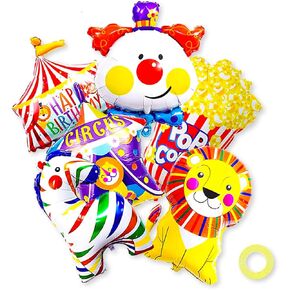 6 PCS Carnival Foil Balloons Festival Theme Party Decorations Animal Carnival Balloons Bouquet for Circus Birthday Party Circus Decorations Party