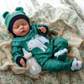 JIZHI Lifelike Reborn Baby Dolls - 17-Inch Poseable Realistic-Newborn Baby Dolls Full Vinyl Body Anatomically Correct Real Life Baby Dolls with Feeding Kit Gift Box for Kids Age 3+