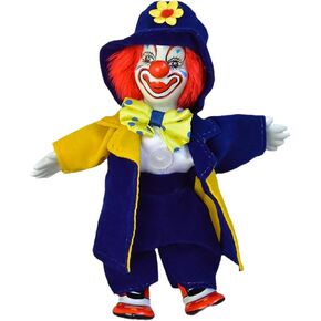 6 Inch Porcelain Clown Doll with Tie, Bow Tie, Cute Gothic Halloween Clown with Hat, Colorful Decorations, Decor Piece Perfect Christmas Home Decoration, Ideal Gift for Kids/Children/Adults
