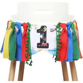 Kreatwow Transport 1st عيد ميلاد عالية كرسي النقل النقل أول عيد ميلاد ديكورات إطفاء تاكسي تاكسي الهواء الساخن البالون حركة مرور الشاحنات الشاحن