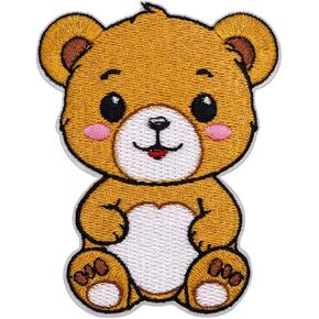 Cute Teddy Bear Patch – 3.5 inches, Colorful Joyful Teddy Bear Iron On Patch – Embroidered Appliques for Children