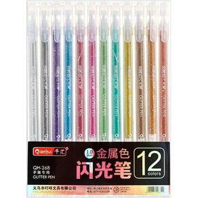 HomeSoGood 12 Colors Glitter Gel Pen Set,School Supplies for Writing Drawing