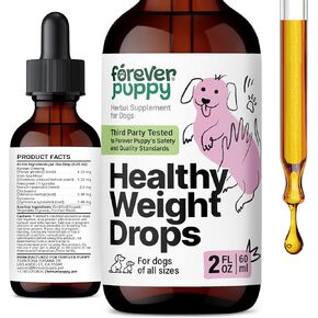 Weight Management Drops for Dogs - Dog Food Supplement w/Irish Sea Moss, Ginseng & Fenugreek Nutrient Blend - Energy Support for All Breeds & Sizes - 4 fl oz