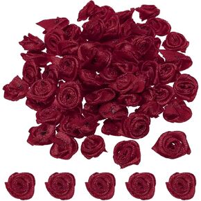 PATIKIL 0.6" Mini Satin Ribbon Roses, 30 Pcs Tiny Fabric Flowers Embellishments Rosettes Applique for DIY Crafts and Wedding, White