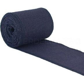 CleverDelights 4" Navy Burlap Ribbon - Finished Edge - 10 Yards - Jute Burlap Fabric
