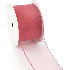 Threetols Black Sheer Ribbon, 25 Yards x 2.5" Organza Chiffon Ribbon for Wedding Birthday Gift Wrapping DIY Craft Black Organza Wired Fabric Ribbon for Spring Easter Party Bouquet Decor