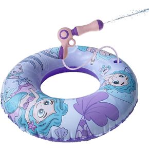 Inflatable Pool Float with Water Gun, Floaties for Adults Teens and Kids, Mermaid Pool Toys for Kids Ages 8-12, Girls Pool Tube, Beach Inner Tubes for Floating, Summer Fun Pool Party Swim Ring