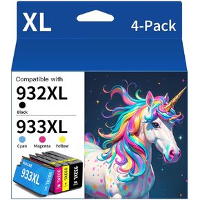 932XL 933XL خراطيش حبر البديل عالي العائد لـ HP 932XL 933XL حبر حزمة التحرير والسرد متوافقة مع HP OfficeJet 6100 6600 6700 7110 7510 7612 7610 طابعات (4 حزمة)