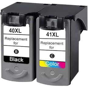 HIgh Capacity PG-40 XL CL-41XL Ink Cartridges (Black, Tri-Color) Compatible Replacement for 40 XL and 41XL ink cartridges with PIXMA MX310 MP140 MP170 MP180 MP190 MP210 iP1600 iP2600 FAX-JX200 Printer