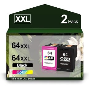 64XL Ink Black and Color Combo Pack Replacement for HP 64 64 XL High Fit for Envy Photo 6252 6255 7855 7858 7155 7800 7100 7120 7158 7164 Tango Series Printer (1 Black, 1Color)