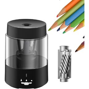 Electric Pencil Sharpener, Auto Stop, Super Sharp & Fast, Type-C Chargeable, Pencil Sharpener for Colored Pencils, Sharpener for 6-8mm Pencils, Electric Sharpener for Kids Home School