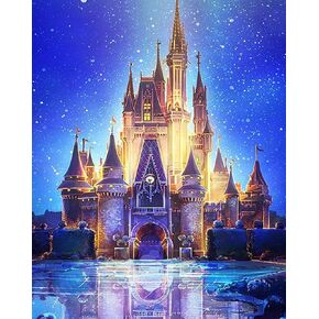 DIY 5D Diamond Painting Kits for Adults, Minelife Full Drill Crystal Rhinestone Painting by Number Kits Arts Craft Rhinestone Embroidery for Home Wall Decor Starry Castle (30x40cm)