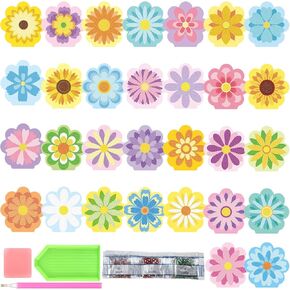 Moinchore 30 Pcs Spring Flower Diamond Painting Greeting Card Kit Floral Diamond Art Greeting Cards with Envelopes Special Shaped Gemstone Painting Arts Crafts for Birthday Holiday Adults Craft Gifts
