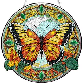 SKRYUIE Hanging Diamond Art Kits for Adults Pendant Butterfly, Special Shaped Crystal DIY Diamond Painting Kit, Acrylic Board Wreath Pendants Double Sided, Home Decor 7.56 x 7.64 Inch x11