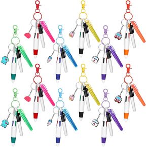 DIVINA VITAE 12Pcs Mini Highlighter Nurse Pens for Badge Reel Pen, Include Tip Highlighter Permanent Marker Pen Retractable Ball Pens with Nursing Keychain Clip