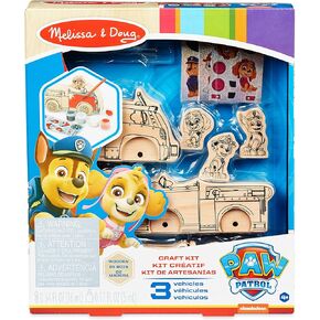 Melissa & Doug PAW Patrol Wooden Vehicles Craft Kit - 3 Decorate Your Own Vehicles, 3 Play Figures