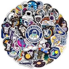Planet Water Bottle Stickers for Kids, 55 PCS Vinyl Space Waterproof Stickers Pack for Laptop Phone Case, Colorful Planets Decals for Teens