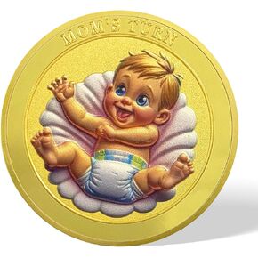 Baby Funny Decision Coin | Double-Side Design Mom's Turn or Dad's Turn Challenge Coin | Ideal Presents for Expectant Moms | First Time Parents Presents