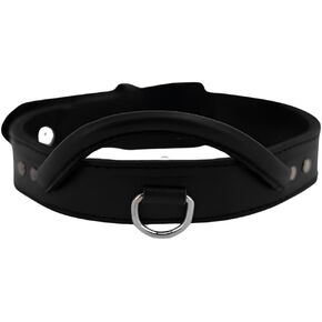 Genuine Leather Dog Collar with Rolled Handle, 1.5" Wide Black Adjustable Collar for Large Breeds - Heavy Duty for Walking & Training, Large