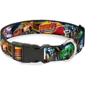 Dog Collar Plastic Clip Blaze and The Monster Machines 6 Trucks Group Pose 15 to 26 Inches 1.0 Inch Wide