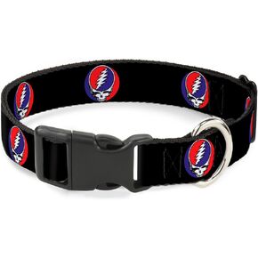 Buckle-Down Plastic Clip Collar - Steal Your Face Repeat Black/Color - 1" Wide - Fits 15-26" Neck - Large