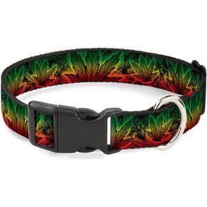 Plastic Clip Collar - Marijuana Haze Rasta Rasta - Small 9-15"