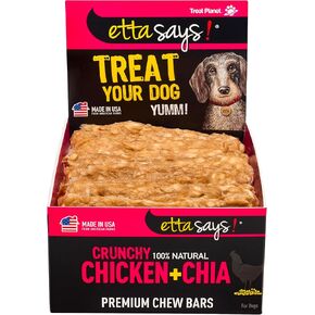 etta says! Premium Crunchy Chew Bars - All Natural - Chicken + Chia - Made in The USA (12 Count Pack of 1)