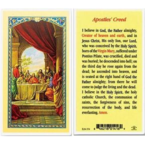 WJ Hirten E24-374 Apostle's Creed Clear Holy Cards