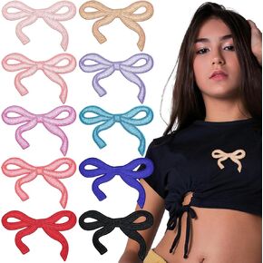 10PCS Bow Iron on Patches Bowknot Applique Coquette Embroidery Patch Cute Bows Embroidered Appliques for DIY Sewing Clothing Jeans Coat Bag Shoes Hats