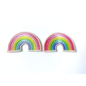 TH Set of 2 Tiny. Mini Rainbows Pastel Cute Cartoon Logo Patches Sew Iron on Embroidered Applique Badge Sign Patch Clothing Costume