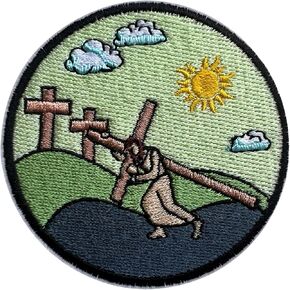 Jesus Cross Patch, Size 3" Iron Patch or Sew On Patch for Backpacks Jeans Hats Clothes, Religious Embroidery Patches, Applique Embroidery Patches, Sticker Patches Faith Gifts for Christians