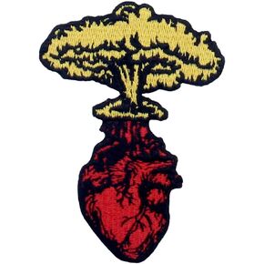 ZEGINs Boom Explosion Mushroom Cloud Heart Patch Embroidered Applique Iron On Sew On Emblem