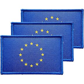 3Pcs European EU Flag Patch 2x3 Inch, Hook Loop Tactical Embroidered Armband Country Flag Patches for Backpack Hat Vest Jacket.