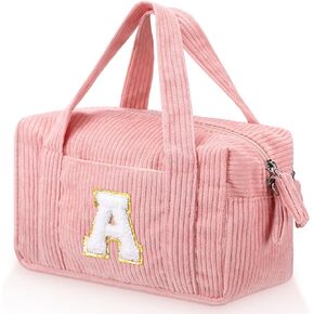 Sherr Large Pencil Pouch Pink Pencil Case Initial Pencil Pouch Preppy Cute Pencil Bag Aesthetic Corduroy Pen Case Capacity Zipper Stationery Bag Gift Ideal for Women(K)