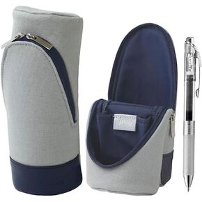 Sonic Utlim Sma-Sta Canvas Standing Pen Case and Pentel Infree Ballpoint Pen Bundle, Makeup Bag, Pencil Pouch Converts Into Smartphone Stand, Cosmetics Holder, and more, UT-4037-GL, Grey